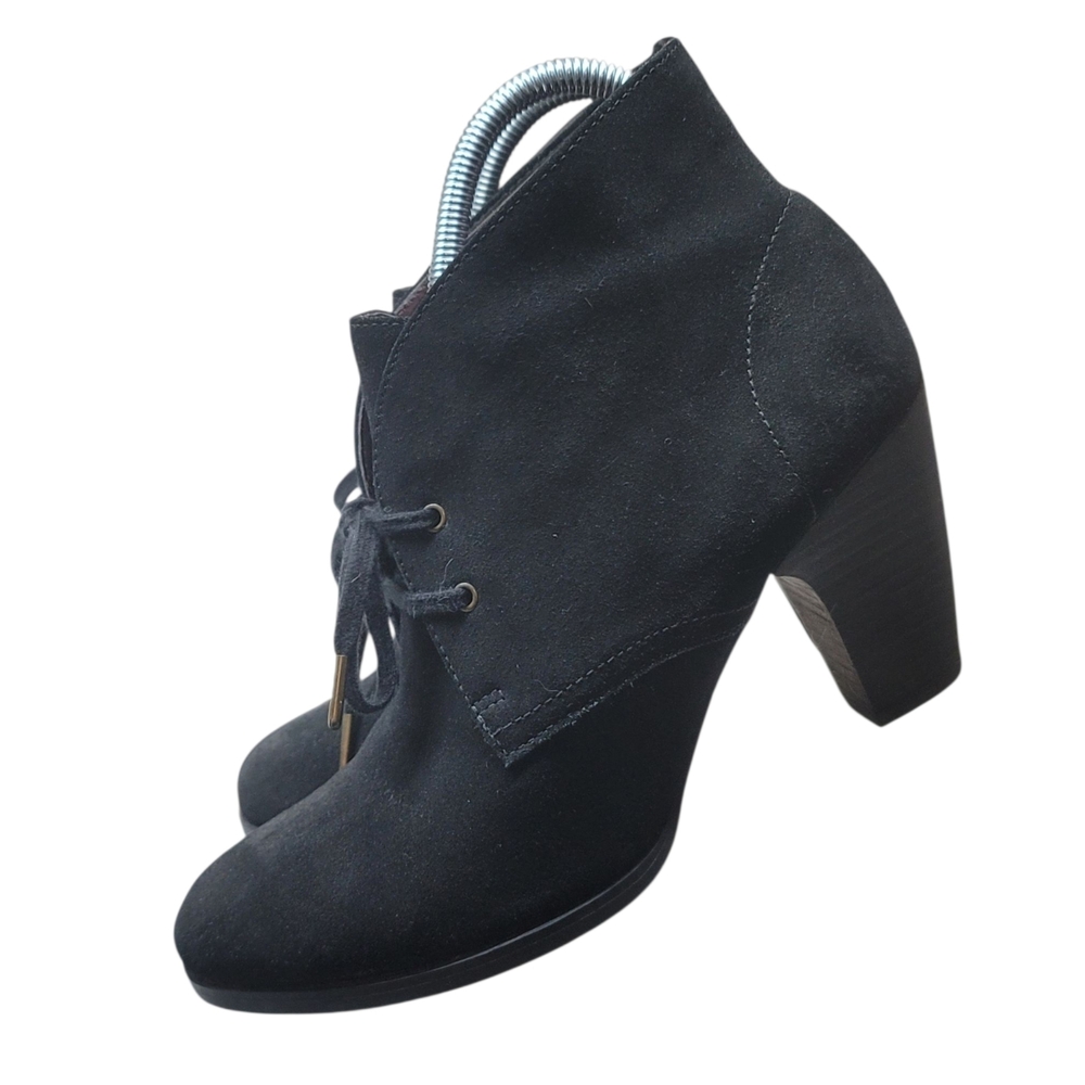 Indigo Black Suede Lace up  Ankle Booties Size 8M